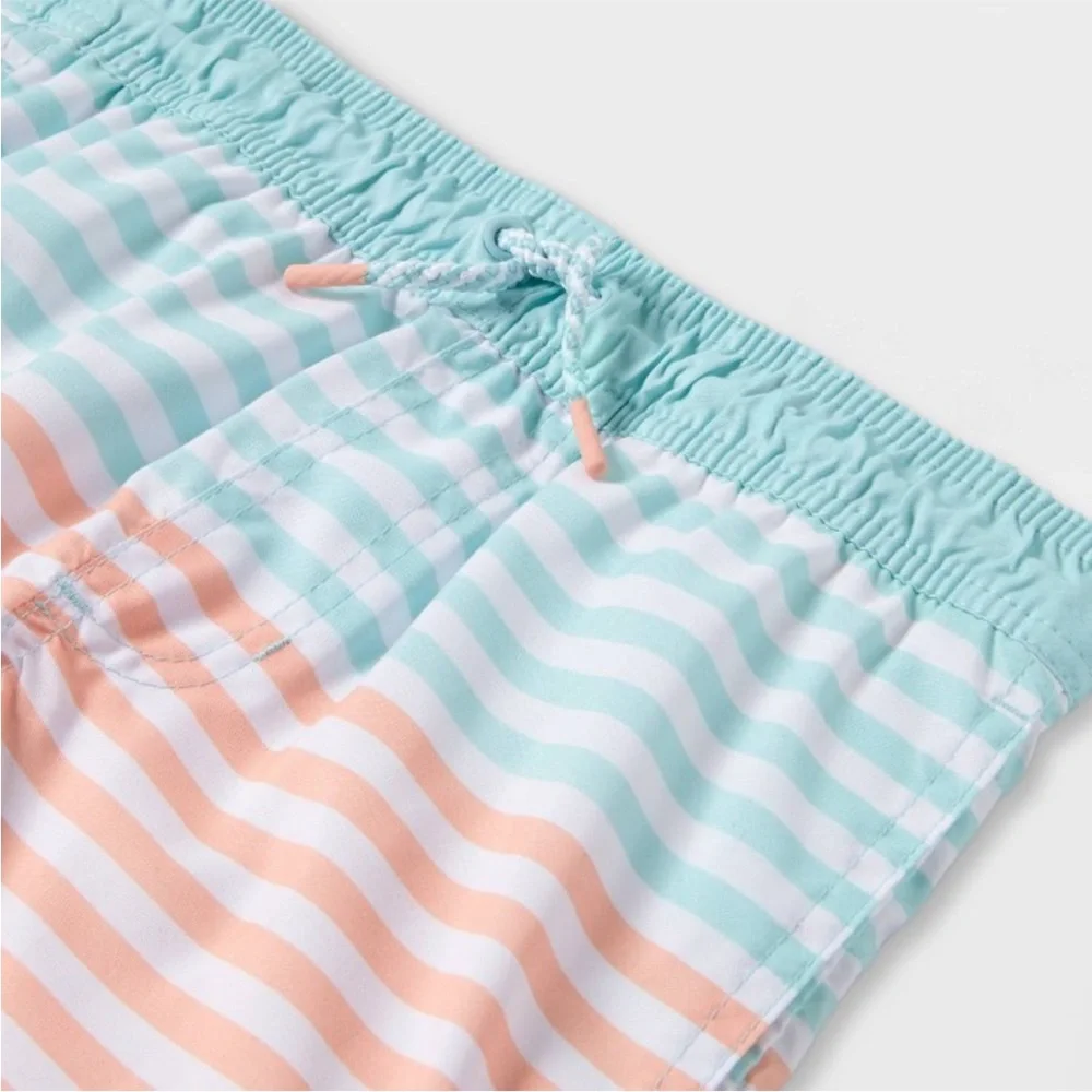 NWT Striped Colorblock Volley Swim Trunks